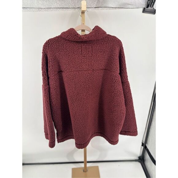 AERIE Women’s Sherpa Cozy Pullover Sweatshirt Size XXL 2X NWT Snaps Pockets - Picture 9 of 9
